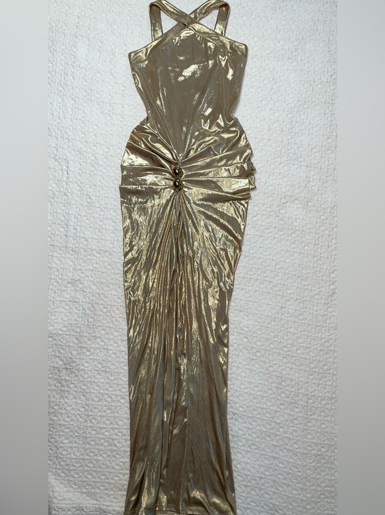 Fashion Nova Dresses & Skirts - Stunning Gold Metallic Ruched Maxi Dress | Size Small